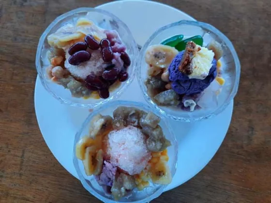 Three glasses of halo-halo