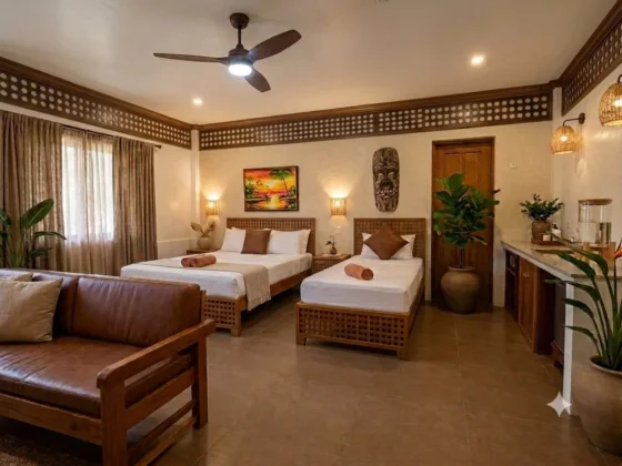 The Premium Villa — narra frames, calado transom band and woven wall panels